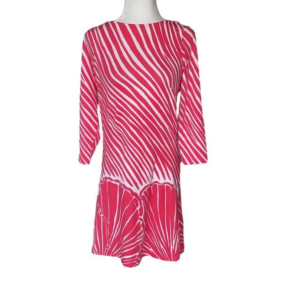 Lilly Pulitzer Tapango Pink & White Shimmy Shell Low Back Knit Sheath Dress - M - Picture 3 of 13